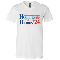 Hotties For Harris Kamala Harris For President 2024 V-Neck T-Shirt