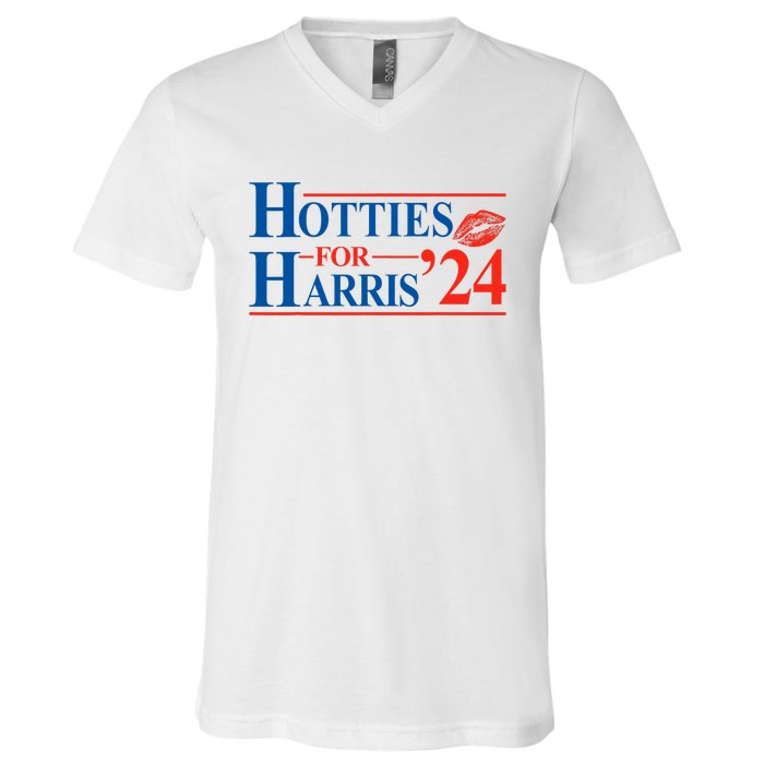 Hotties For Harris Kamala Harris For President 2024 V-Neck T-Shirt