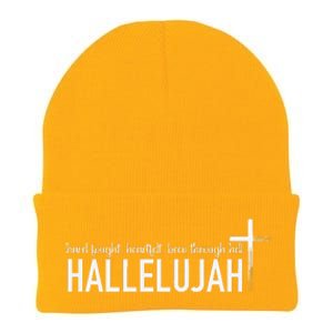 Hard Fought Heartfelt Been Through Hell Hallelujah Christian Knit Cap Winter Beanie