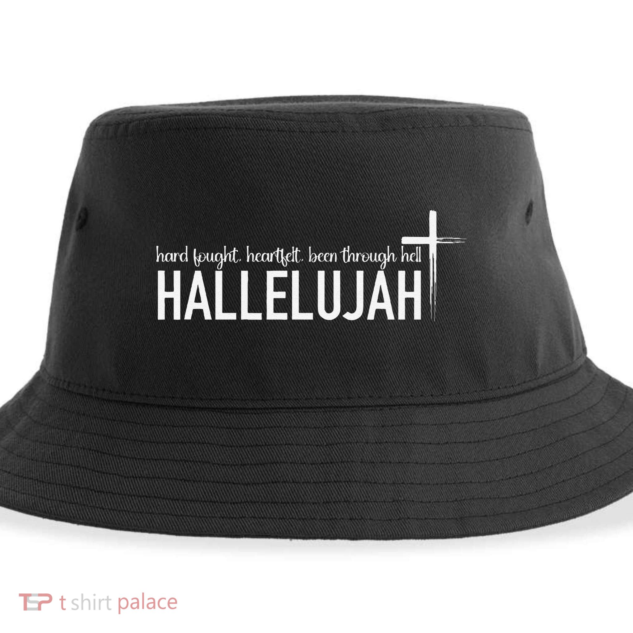 Hard Fought Heartfelt Been Through Hell Hallelujah Christian Sustainable Bucket Hat