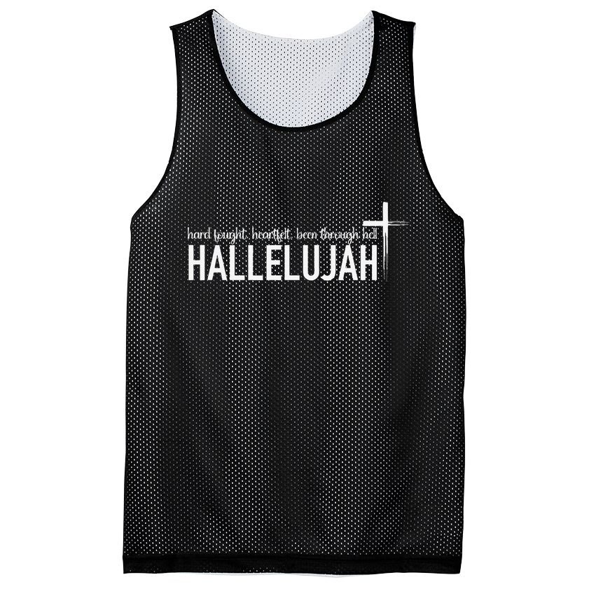 Hard Fought Heartfelt Been Through Hell Hallelujah Christian Mesh Reversible Basketball Jersey Tank