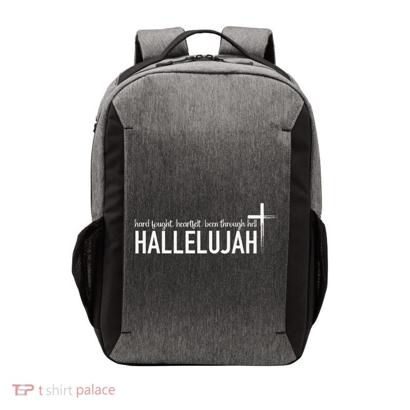Hard Fought Heartfelt Been Through Hell Hallelujah Christian Vector Backpack