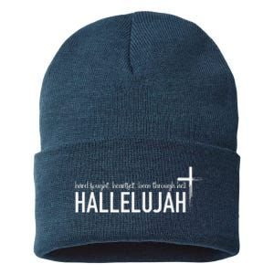 Hard Fought Heartfelt Been Through Hell Hallelujah Christian Sustainable Knit Beanie