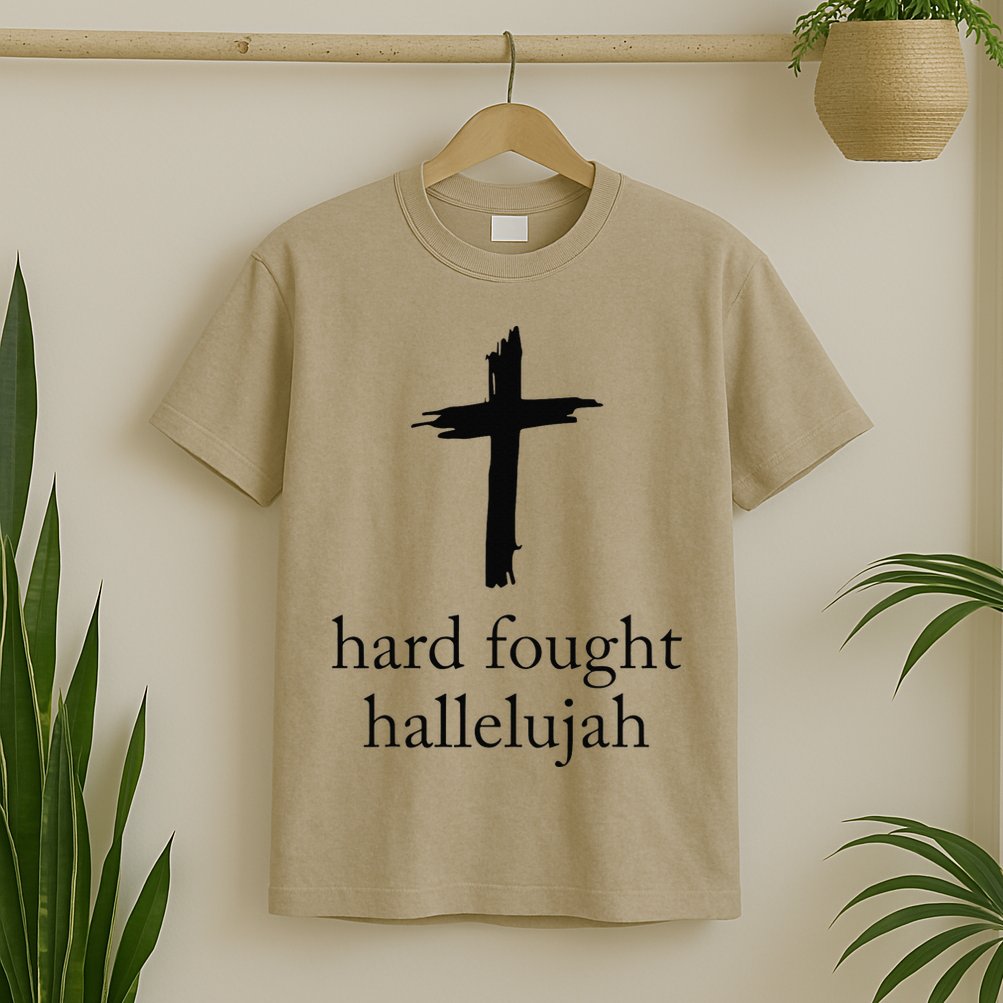Hard Fought Hallelujah Christian Mom Bible Verse Jesus T-Shirt