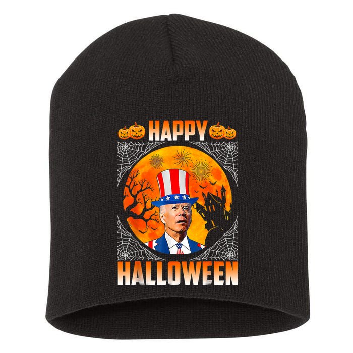 Halloween Funny Happy 4th Of July Anti Joe Biden Short Acrylic Beanie