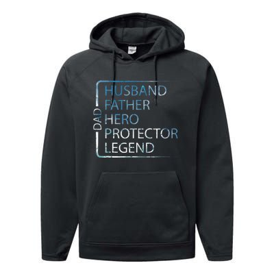 Husband Father Hero Protector Legend Father Day Dad Performance Fleece Hoodie