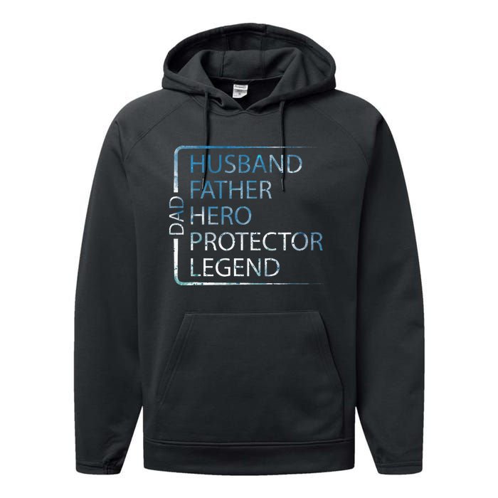 Husband Father Hero Protector Legend Father Day Dad Performance Fleece Hoodie