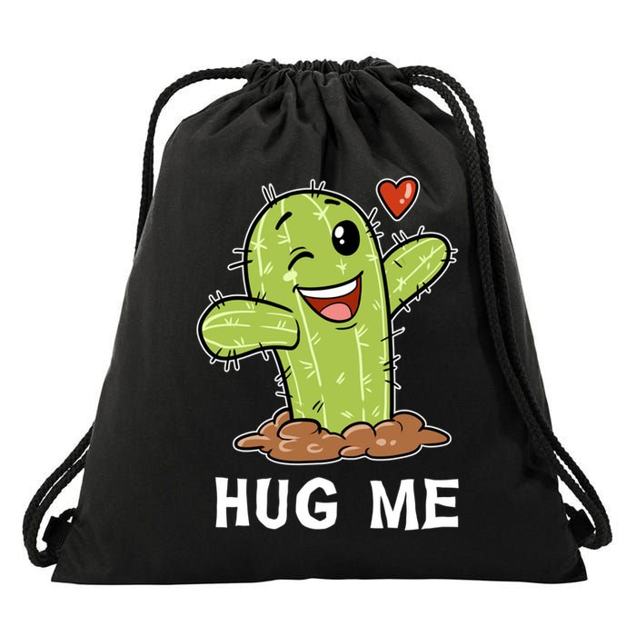 Hugs Free Hug Me Cacti Prickly Cactus Not A Hugger Hugging Funny Gift Drawstring Bag