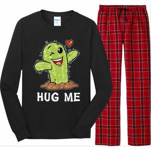 Hugs Free Hug Me Cacti Prickly Cactus Not A Hugger Hugging Funny Gift Long Sleeve Pajama Set