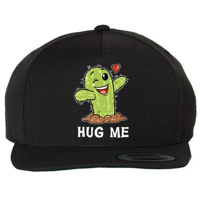 Hugs Free Hug Me Cacti Prickly Cactus Not A Hugger Hugging Funny Gift Wool Snapback Cap