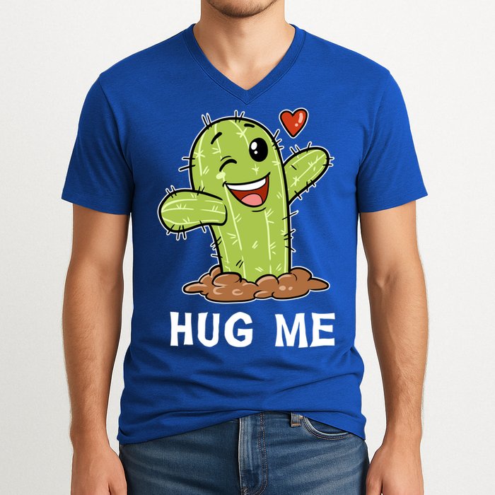 Hugs Free Hug Me Cacti Prickly Cactus Not A Hugger Hugging Funny Gift V-Neck T-Shirt