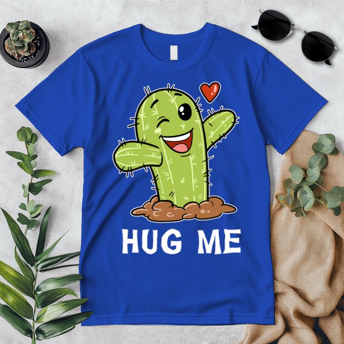Hugs Free Hug Me Cacti Prickly Cactus Not A Hugger Hugging Funny Gift Premium T-Shirt
