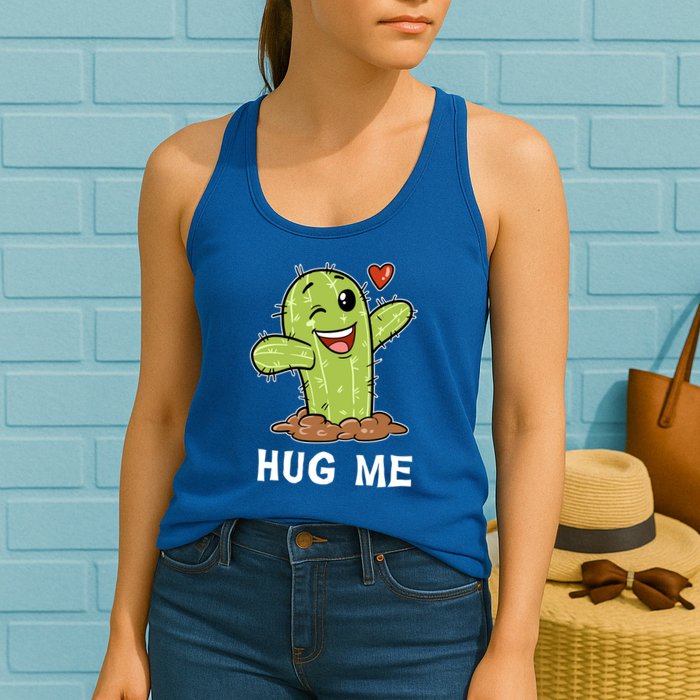 Hugs Free Hug Me Cacti Prickly Cactus Not A Hugger Hugging Funny Gift Womens Tank Top