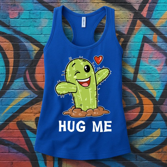 Hugs Free Hug Me Cacti Prickly Cactus Not A Hugger Hugging Funny Gift Womens Tank Top