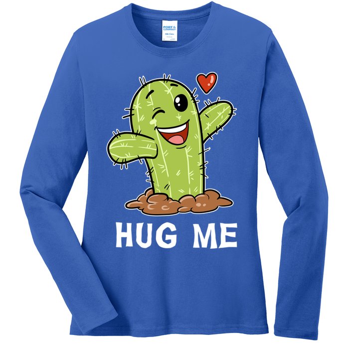 Hugs Free Hug Me Cacti Prickly Cactus Not A Hugger Hugging Funny Gift Ladies Long Sleeve Shirt