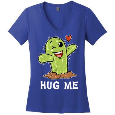 Hugs Free Hug Me Cacti Prickly Cactus Not A Hugger Hugging Funny Gift Women's V-Neck T-Shirt