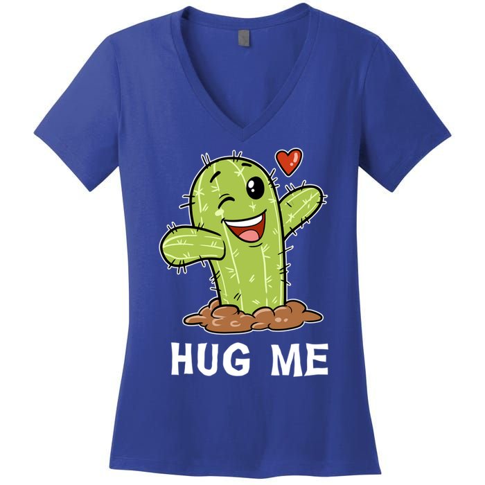 Hugs Free Hug Me Cacti Prickly Cactus Not A Hugger Hugging Funny Gift Women's V-Neck T-Shirt