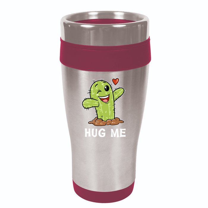 Hugs Free Hug Me Cacti Prickly Cactus Not A Hugger Hugging Funny Gift 16oz Travel Tumbler