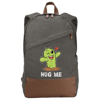 Hugs Free Hug Me Cacti Prickly Cactus Not A Hugger Hugging Funny Gift Cotton Canvas Backpack