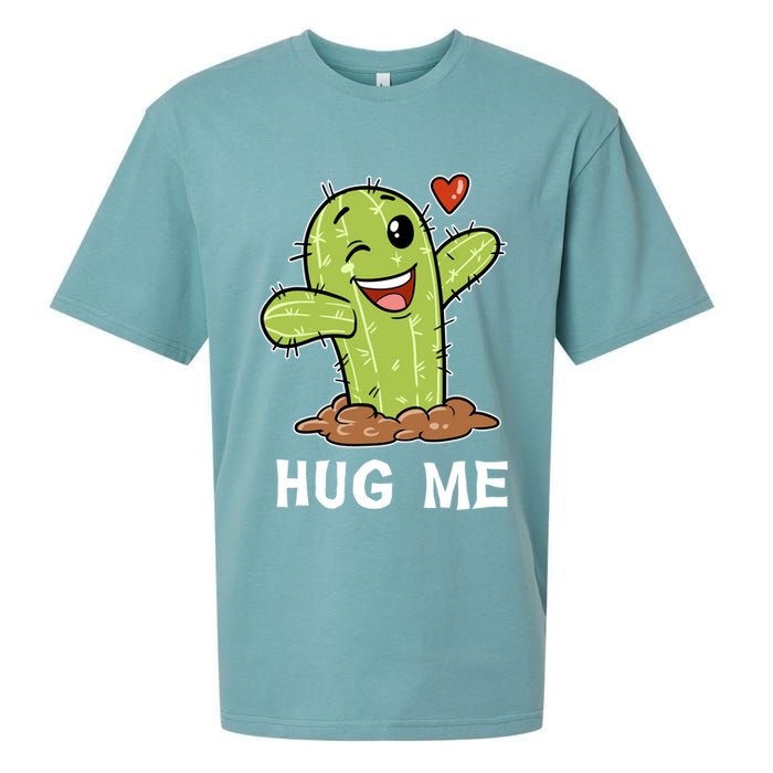 Hugs Free Hug Me Cacti Prickly Cactus Not A Hugger Hugging Funny Gift Sueded Cloud Jersey T-Shirt