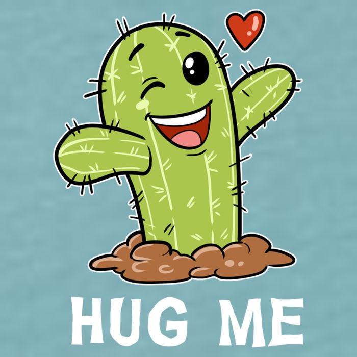 Hugs Free Hug Me Cacti Prickly Cactus Not A Hugger Hugging Funny Gift Sueded Cloud Jersey T-Shirt