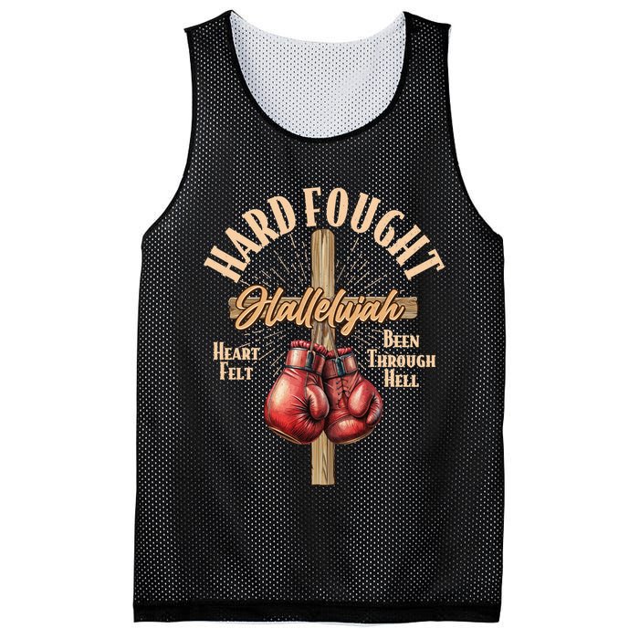 Hard Fought Hallelujah Heart Felt Been Through Hell Cross Boxing Gloves Mesh Reversible Basketball Jersey Tank