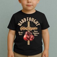 Hard Fought Hallelujah Heart Felt Been Through Hell Cross Boxing Gloves Toddler T-Shirt