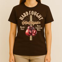 Hard Fought Hallelujah Heart Felt Been Through Hell Cross Boxing Gloves T-Shirt