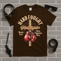 Hard Fought Hallelujah Heart Felt Been Through Hell Cross Boxing Gloves T-Shirt