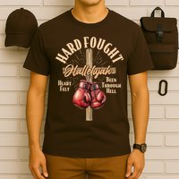 Hard Fought Hallelujah Heart Felt Been Through Hell Cross Boxing Gloves T-Shirt