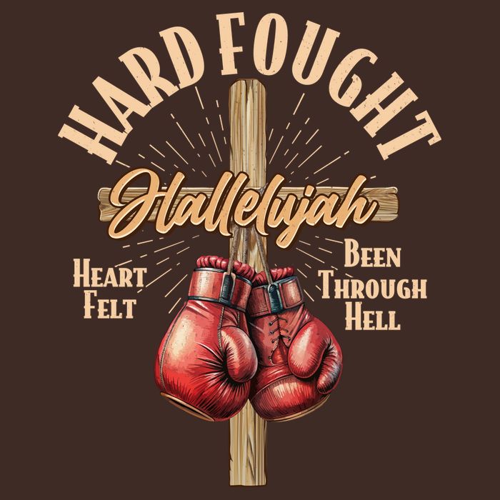 Hard Fought Hallelujah Heart Felt Been Through Hell Cross Boxing Gloves T-Shirt