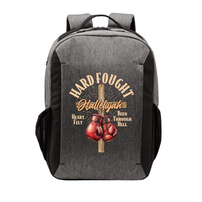 Hard Fought Hallelujah Heart Felt Been Through Hell Cross Boxing Gloves Vector Backpack