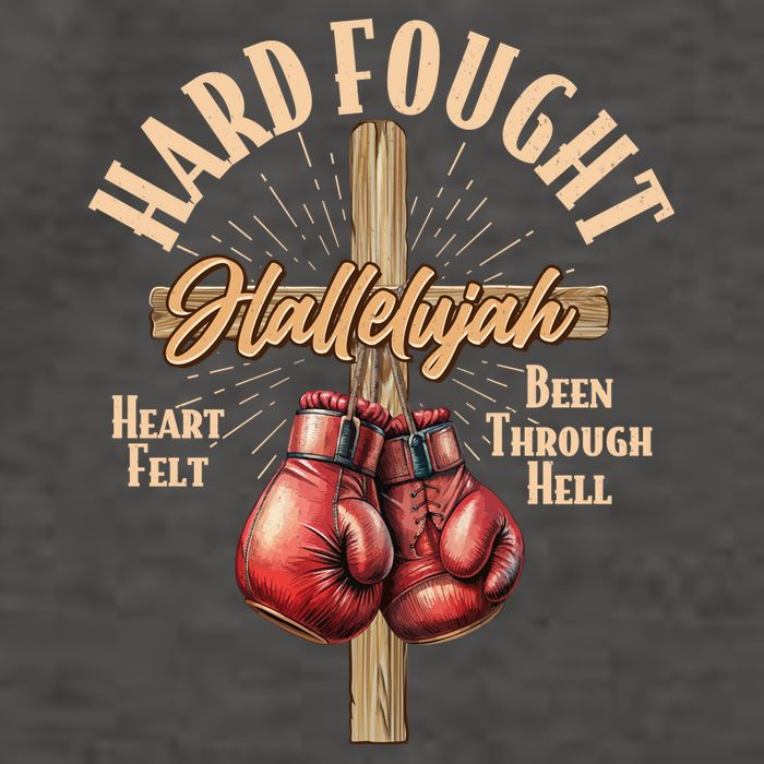 Hard Fought Hallelujah Heart Felt Been Through Hell Cross Boxing Gloves Vector Backpack