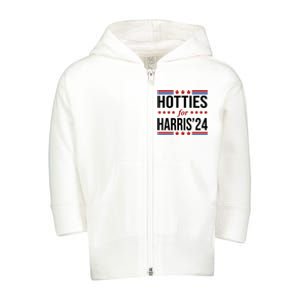 Hotties For Harris 2024 Funny Election Kamala Toddler Zip Fleece Hoodie