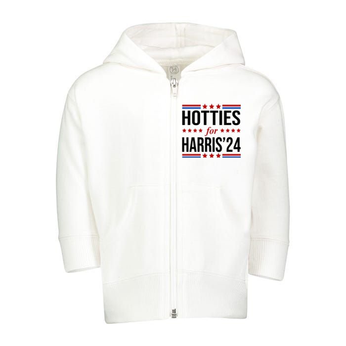 Hotties For Harris 2024 Funny Election Kamala Toddler Zip Fleece Hoodie