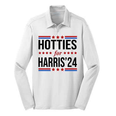 Hotties For Harris 2024 Funny Election Kamala Silk Touch Performance Long Sleeve Polo