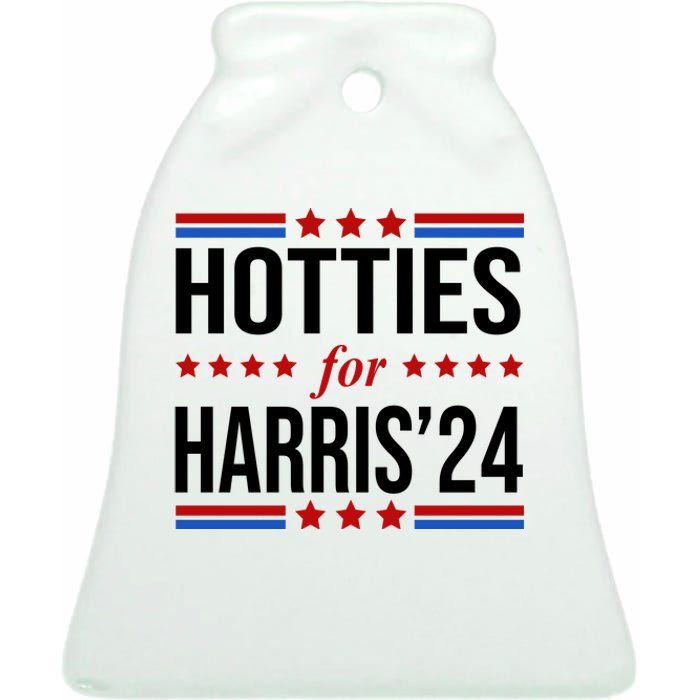 Hotties For Harris 2024 Funny Election Kamala Ceramic Bell Ornament