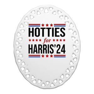 Hotties For Harris 2024 Funny Election Kamala Ceramic Oval Ornament