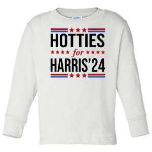 Hotties For Harris 2024 Funny Election Kamala Toddler Long Sleeve Shirt