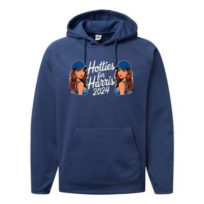 Hotties For Harris 2024 Election Political Statet Performance Fleece Hoodie