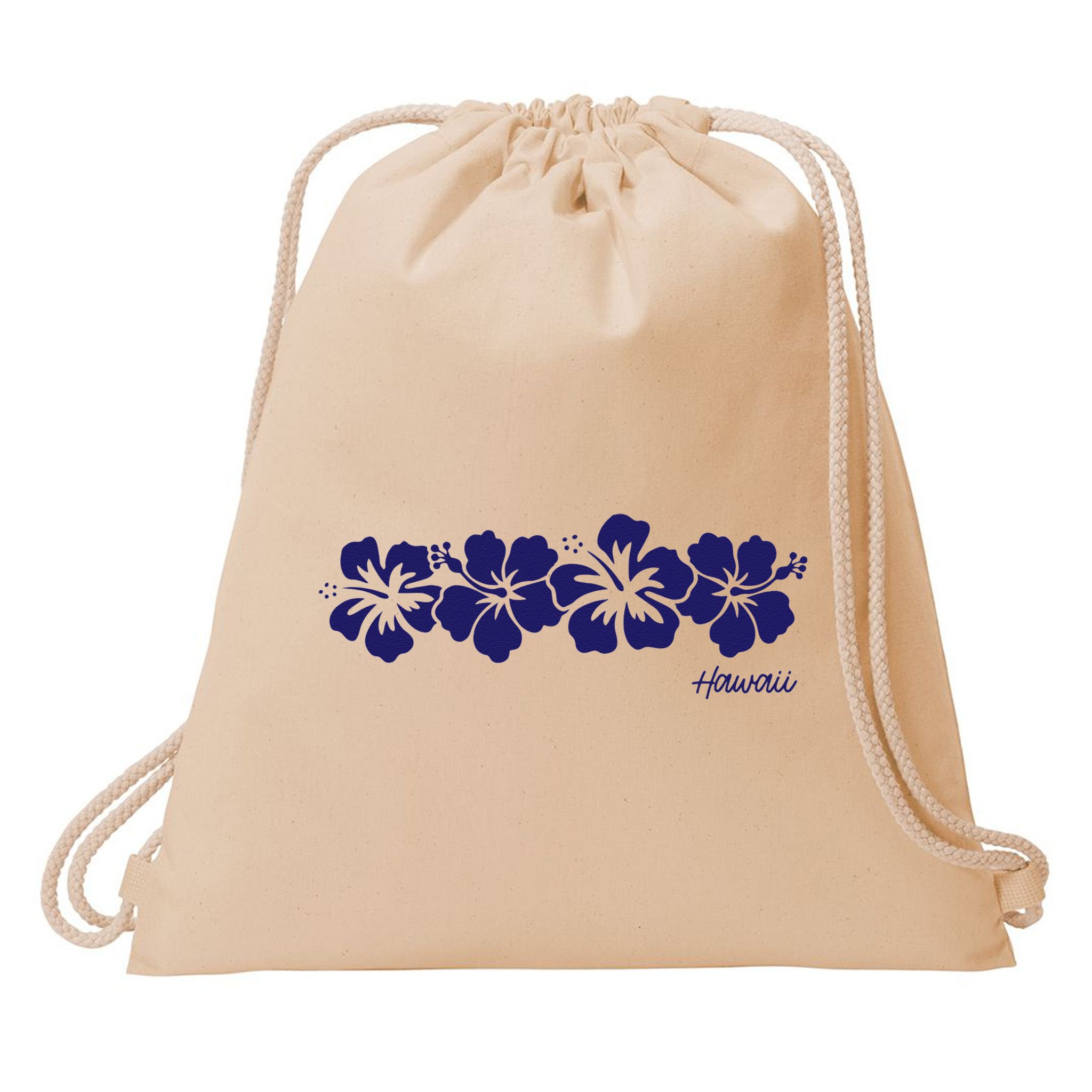 Hibiscus Flower Hawaii Aloha Hawaiian Retro Beach Drawstring Bag