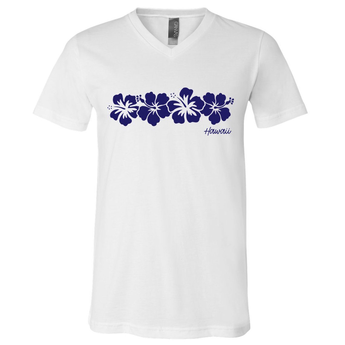 Hibiscus Flower Hawaii Aloha Hawaiian Retro Beach V-Neck T-Shirt
