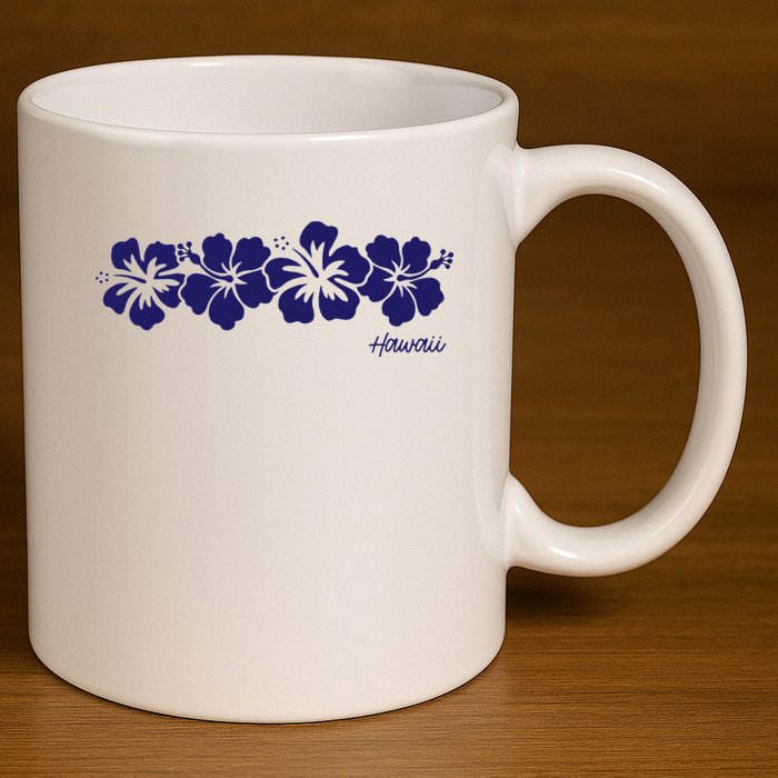 Hibiscus Flower Hawaii Aloha Hawaiian Retro Beach 11oz C Handle Ceramic Mug