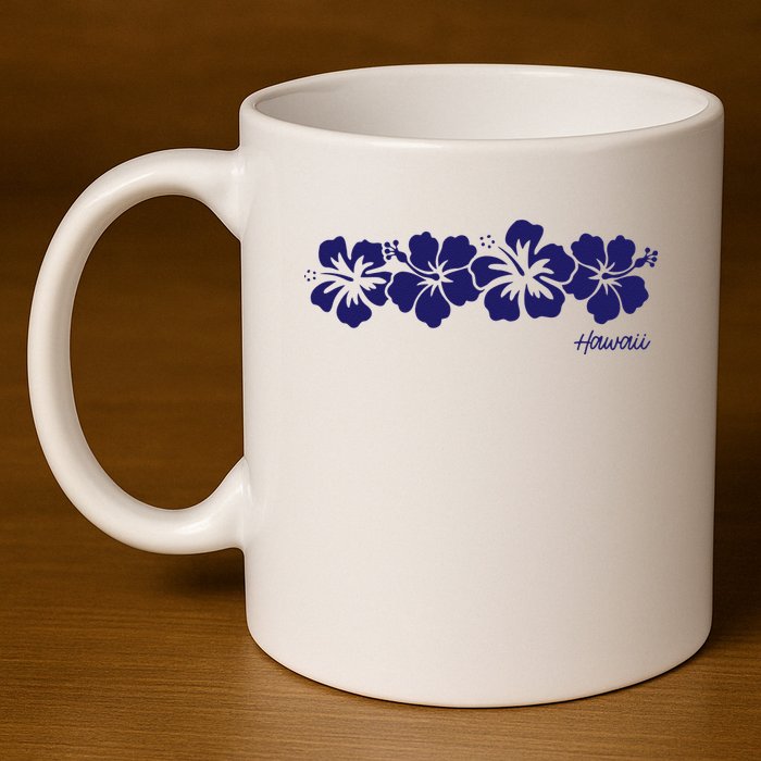 Hibiscus Flower Hawaii Aloha Hawaiian Retro Beach 11oz C Handle Ceramic Mug