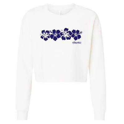 Hibiscus Flower Hawaii Aloha Hawaiian Retro Beach Cropped Pullover Crew