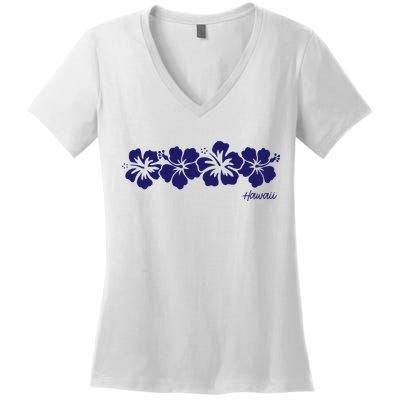 Hibiscus Flower Hawaii Aloha Hawaiian Retro Beach Women's V-Neck T-Shirt