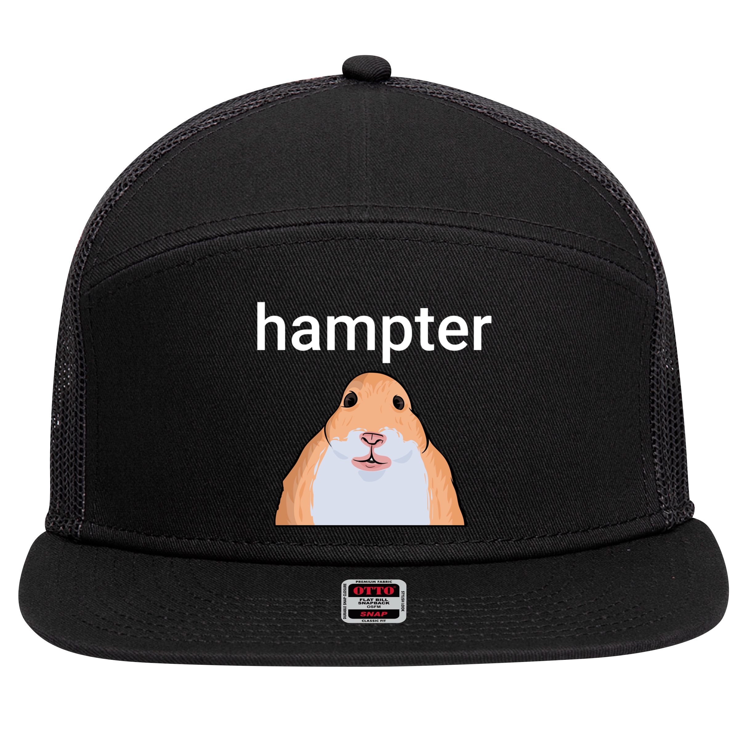 Hampter Funny Hamster Dank Meme Cute Gift 7 Panel Mesh Trucker Snapback Hat