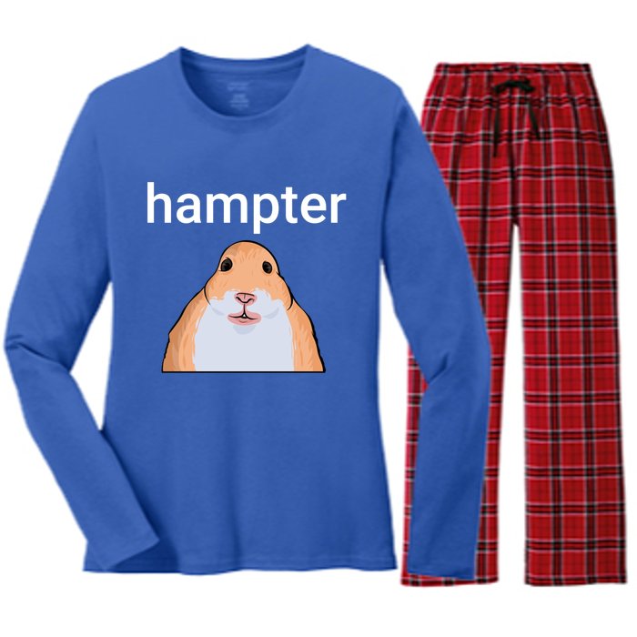 Hampter Funny Hamster Dank Meme Cute Gift Women's Long Sleeve Flannel Pajama Set 