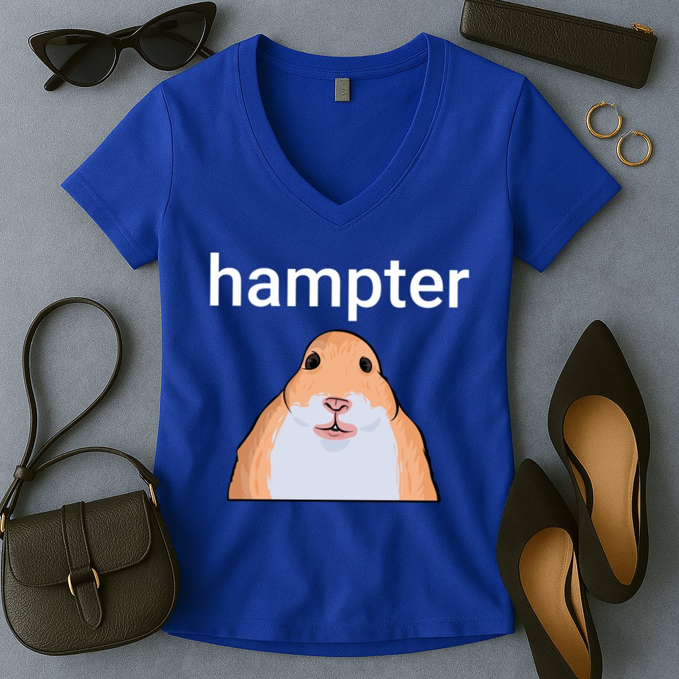Hampter Funny Hamster Dank Meme Cute Gift Women's V-Neck T-Shirt