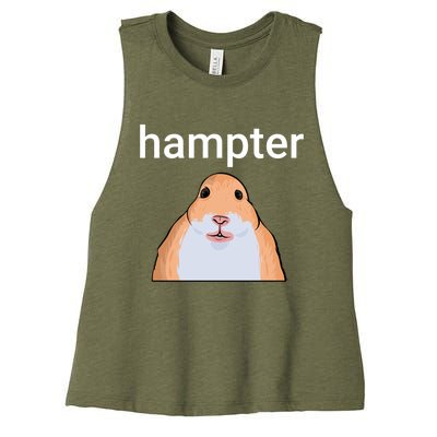 Hampter Funny Hamster Dank Meme Cute Gift Women's Racerback Cropped Tank